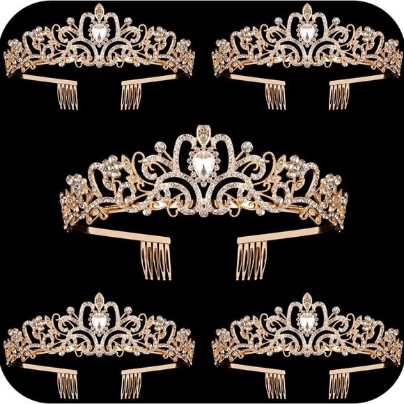 Crystal Tiara Crowns Women Girls Elegant Rhinestone Bridal Prom Birthday main image 4
